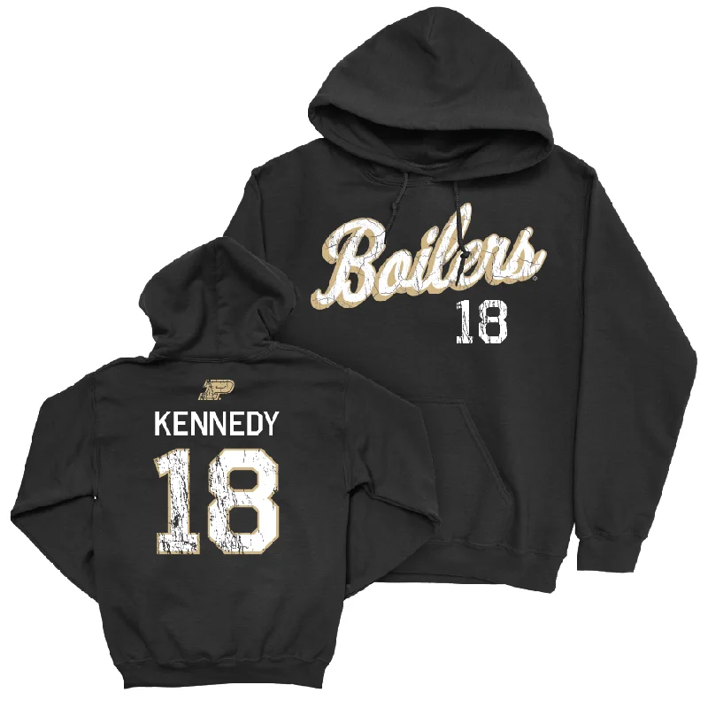 Hoodie With Sports Team Logos-Football Black Script Hoodie  - Demeco Kennedy