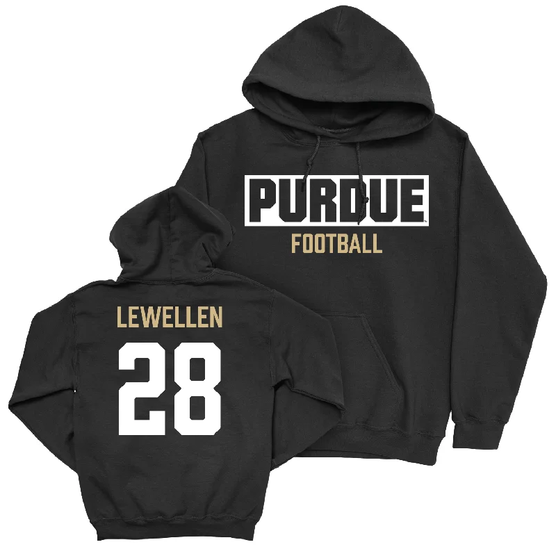 Hoodie With Bold Graphics-Football Black Staple Hoodie - Addai Lewellen | #28