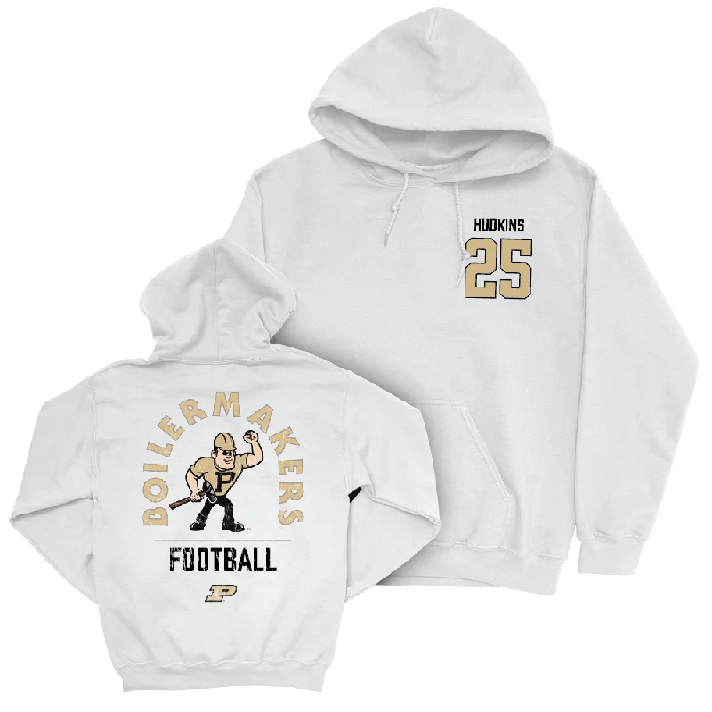 Hoodie For Waiters-Football White Mascot Hoodie   - Ty Hudkins