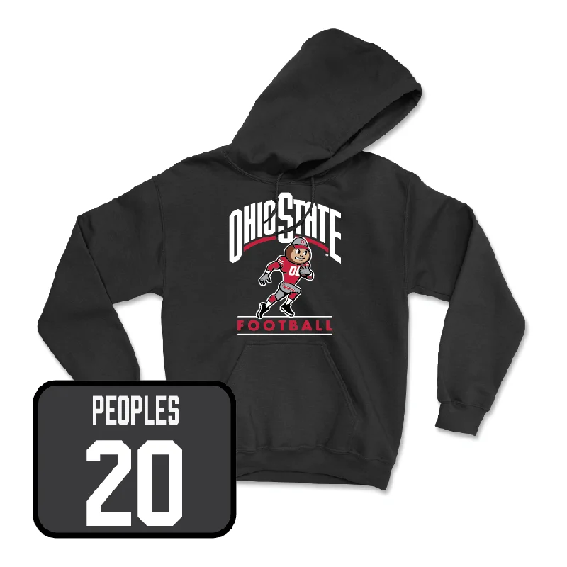 Hoodie With Zipper-Black Football Gridiron Hoodie  - James Peoples