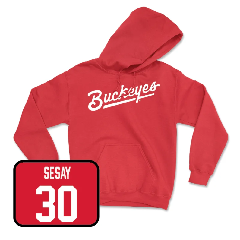 Hoodie For Women-Red Football Script Hoodie   - Rashid Sesay