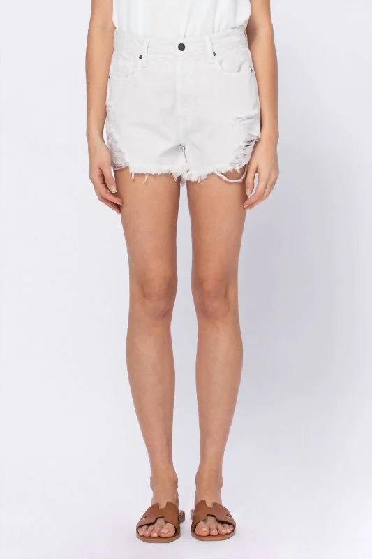 Shorts For Mechanics-Finn High Rise Super Fray Shorts In Sea Salt