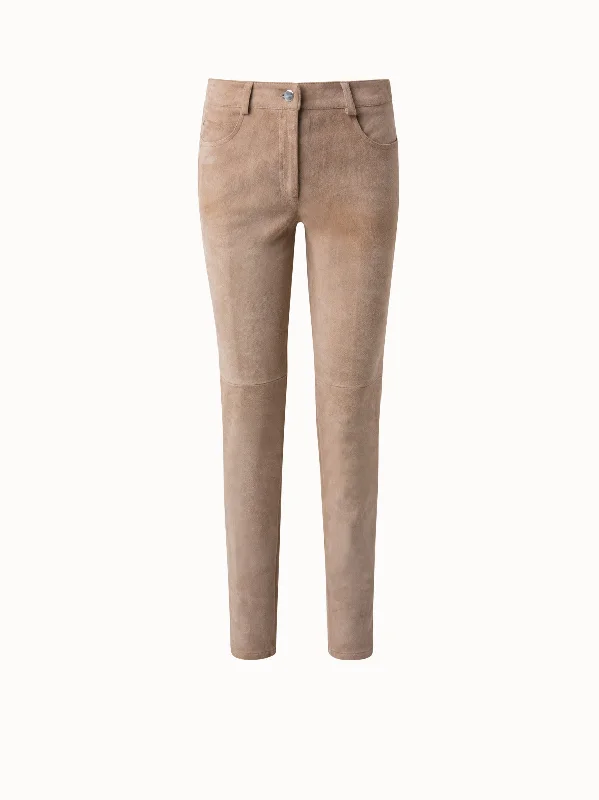 Pants For Motorcycle Riding-Lamb Suede Stretch Leather Pant