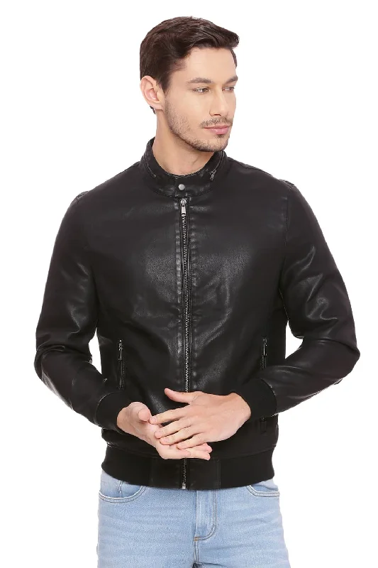 Jackets For Mechanics-Comfort Fit Faux Leather Jacket