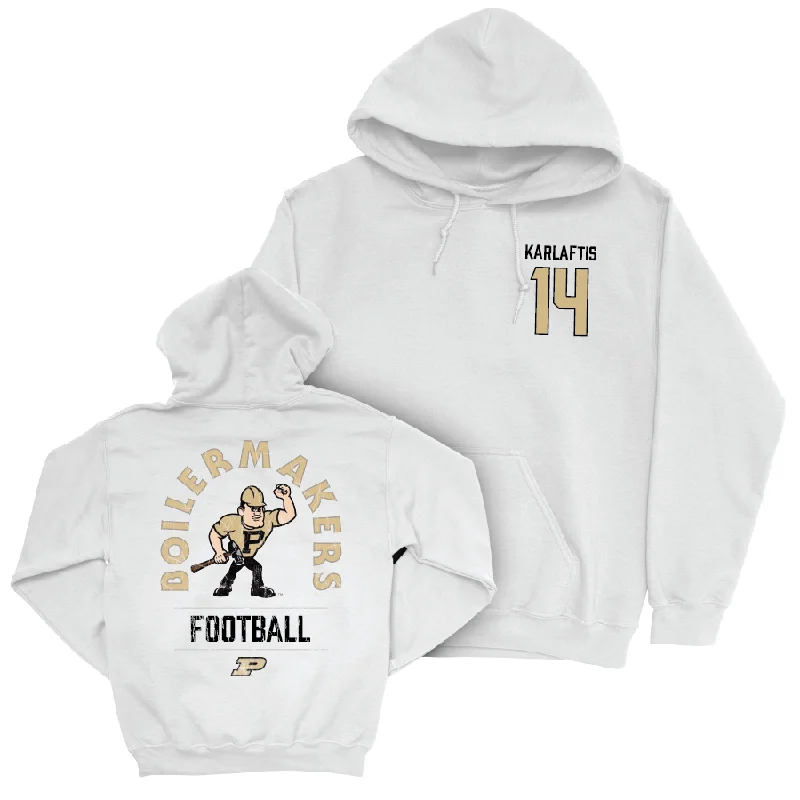 Hoodie For Delivery Drivers-Football White Mascot Hoodie  - Yanni Karlaftis