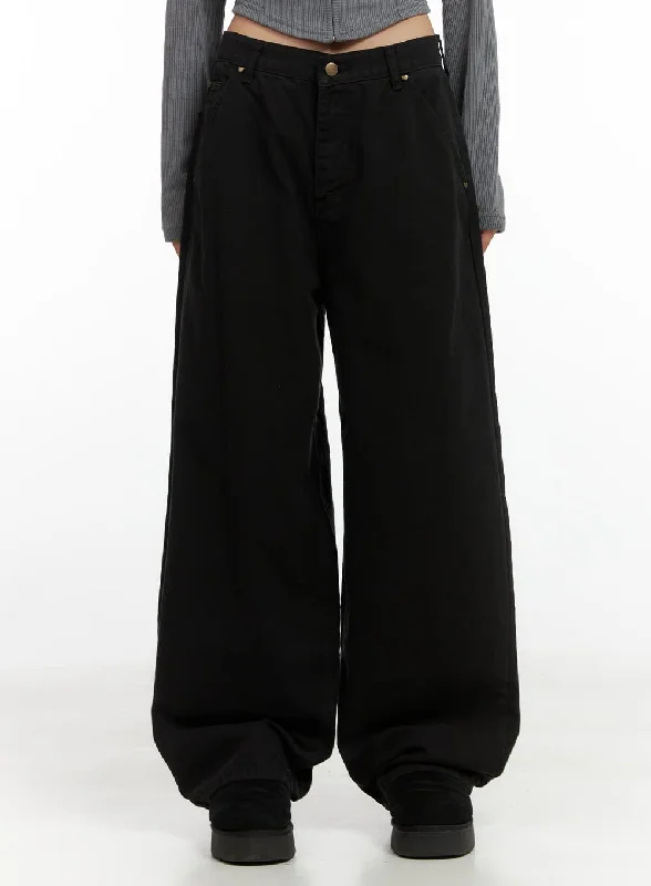 Pants For Slim Fit-Comfy Solid Wide-Leg Trousers CO424