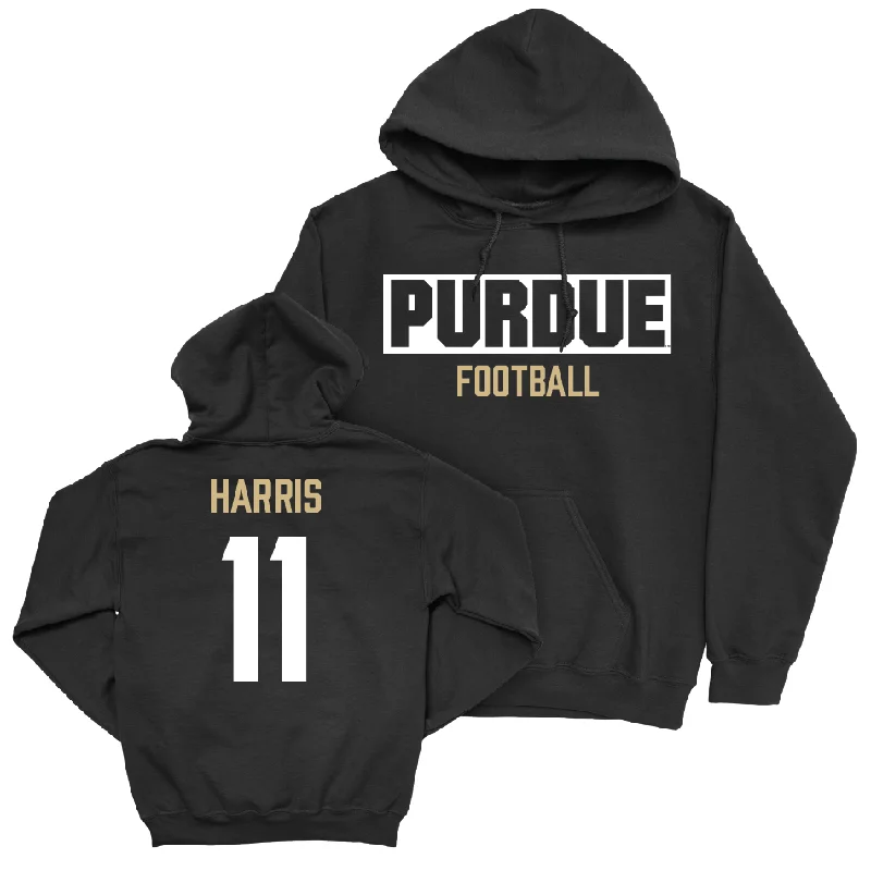 Hoodie With Striped Pattern-Football Black Staple Hoodie  - Tra’Mar Harris