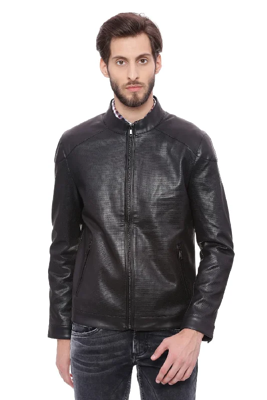 Jackets For College Students-Comfort Fit Faux Leather Jacket