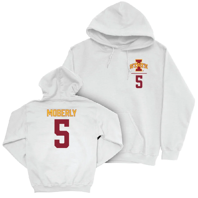 Hoodie For Casual Wear-Iowa State Football White Logo Hoodie - Connor Moberly