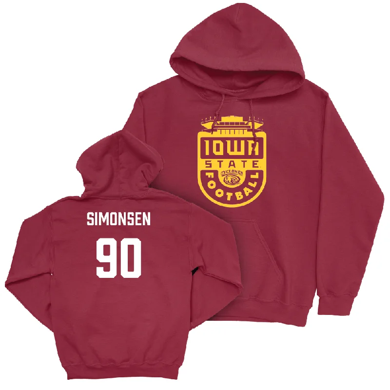 Hoodie With Embroidered Details-Iowa State Football Crimson Football Stadium Hoodie  - Braden Simonsen