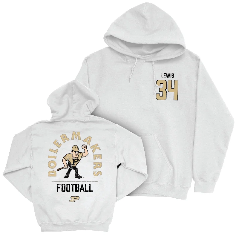 Hoodie For Beach Vacations-Football White Mascot Hoodie - Damarjhe Lewis | #34