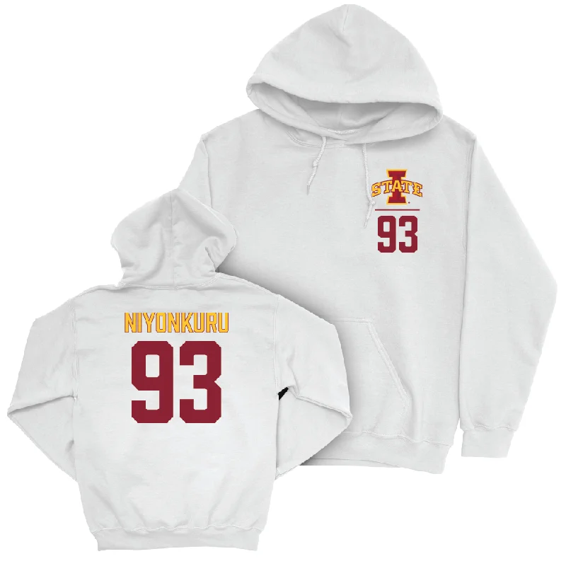 Hoodie For Workouts-Iowa State Football White Logo Hoodie  - Obald Niyonkuru