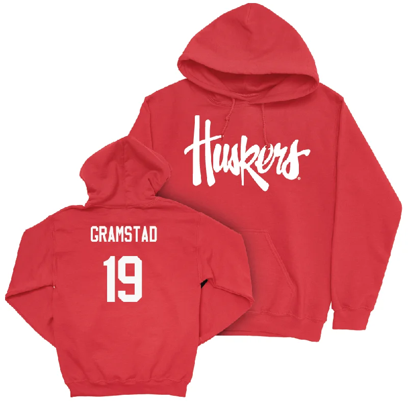 Hoodie With Custom Logo-Red Football Huskers Hoodie  - Jalyn Gramstad