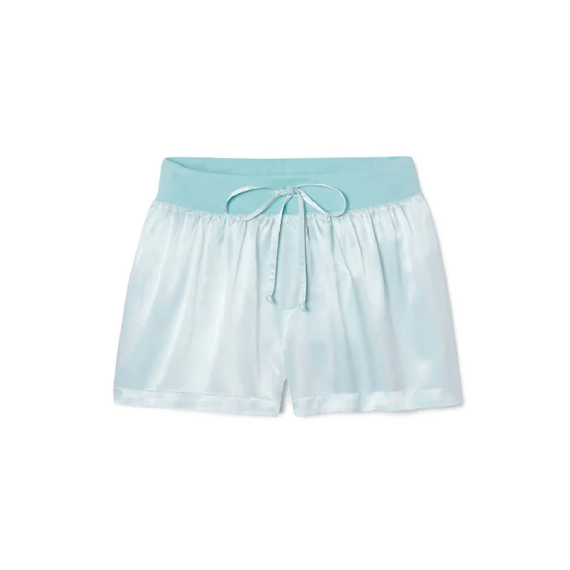 Shorts With Neon Colors-Mikel Satin Boxer Short With Draw String In Aqua