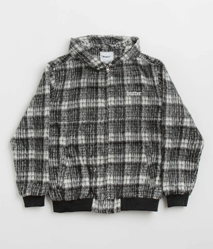 Jackets For Windy Weather-Butter Goods Heavy Plaid Work Jacket - Black / White