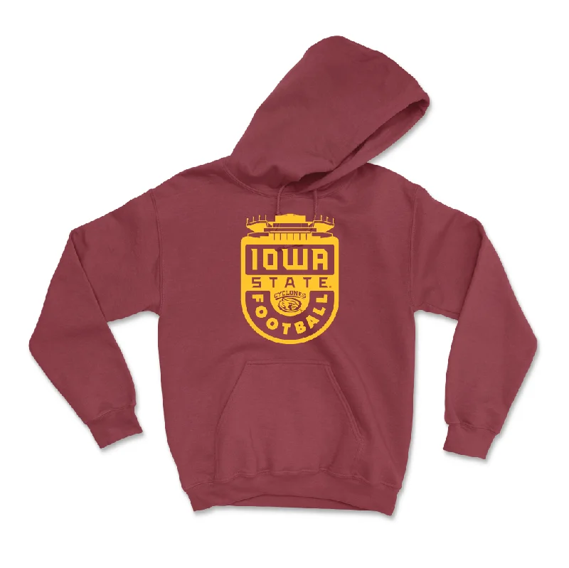 Hoodie With Ripped Design-Iowa State Football Crimson Football Stadium Hoodie  - Will McLaughlin