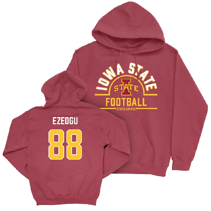 Hoodie For Workout Sessions-Iowa State Football Crimson Arch Hoodie - Ikenna Ezeogu