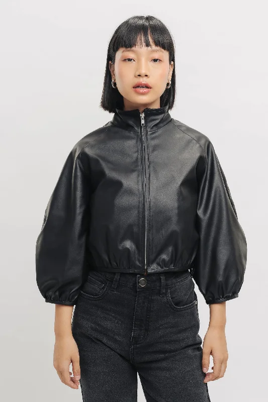 Jackets For Basketball-Ying Yang Bomber Crop Jacket