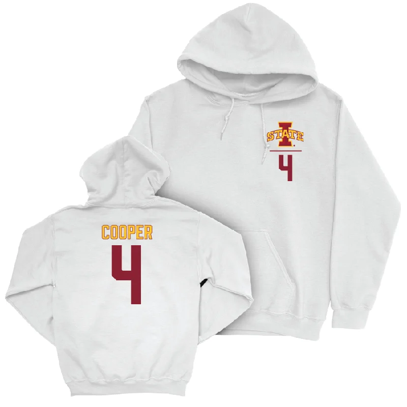 Hoodie With Frayed Edges-Iowa State Football White Logo Hoodie - Jeremiah Cooper