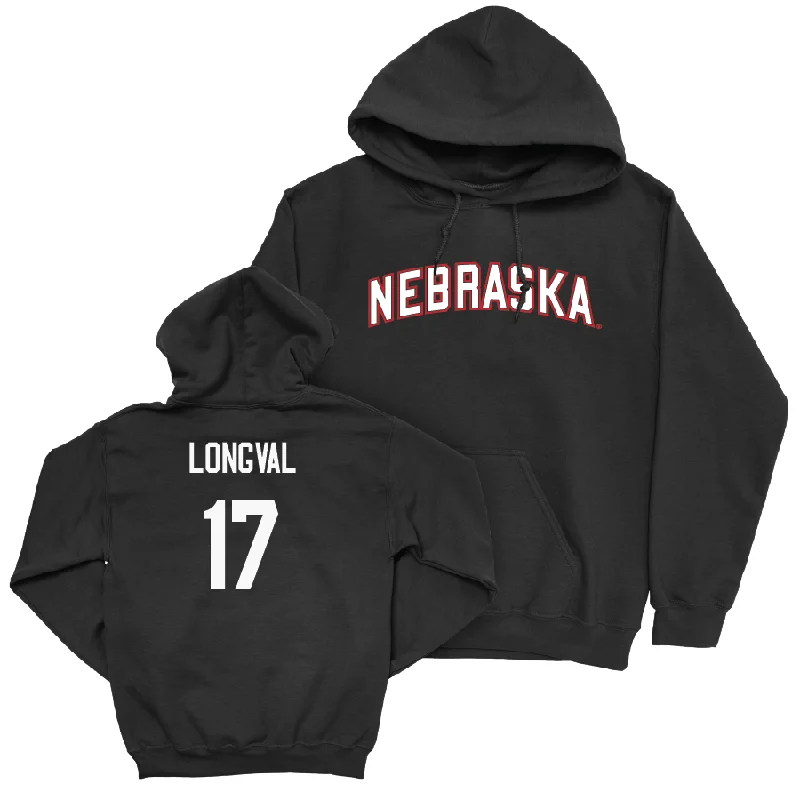 Hoodie For Mechanics-Football Black Nebraska Hoodie  - Luke Longval