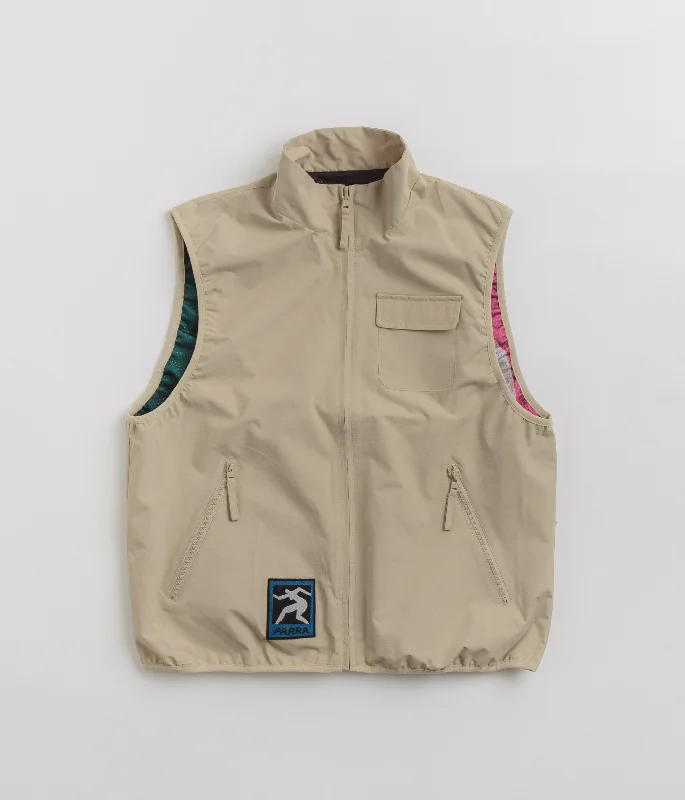 Jackets With Snap Buttons-by Parra Ghost Cave Reversible Vest - Tan