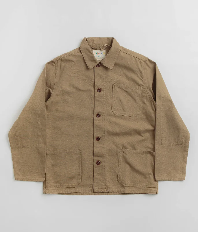 Jackets With Windproof Material-Uskees 3001 Buttoned Overshirt - Khaki