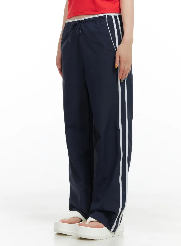 Pants For Security Guards-Nylon String Stripe Wide Pants CG409