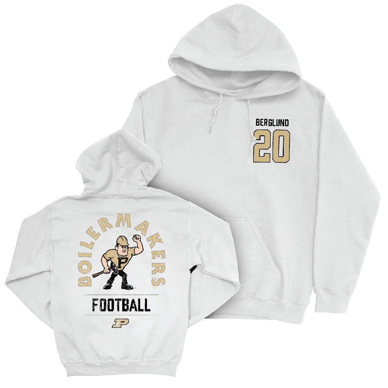 Hoodie For Road Trips-Football White Mascot Hoodie - Winston Berglund | #20