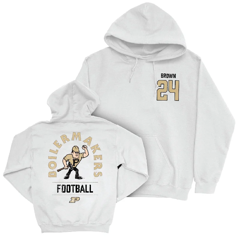 Hoodie For Party Wear-Football White Mascot Hoodie - Anthony Brown | #24