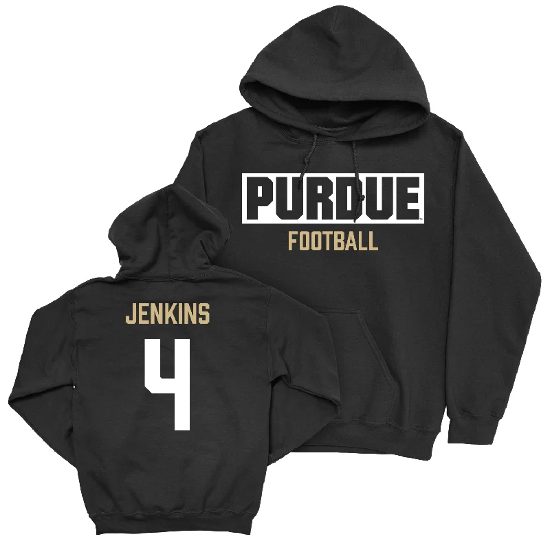 Hoodie With Ripped Design-Football Black Staple Hoodie - Kydran Jenkins | #4