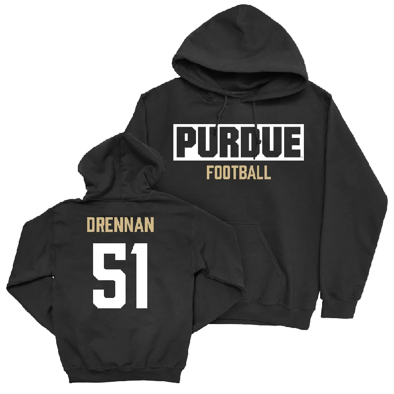 Hoodie With Cartoon Characters-Football Black Staple Hoodie   - Landon Drennan