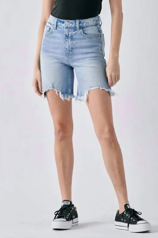 Shorts With Multiple Pockets-Cello Frayed Bermuda Shorts In Light Denim