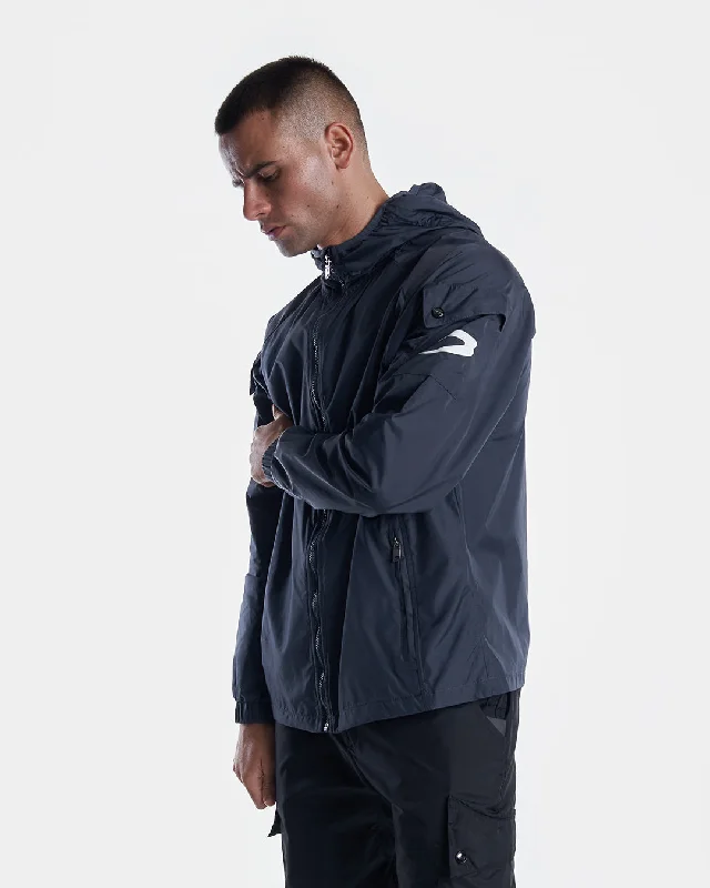 Jackets With Asymmetrical Cut-Dundee Windbreaker Jacket - Charcoal