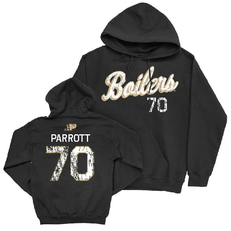 Hoodie With Button Closure-Football Black Script Hoodie   - Maxwell Parrott