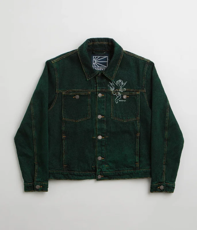 Jackets With Zipper-Rassvet Lined Denim Jacket - Green