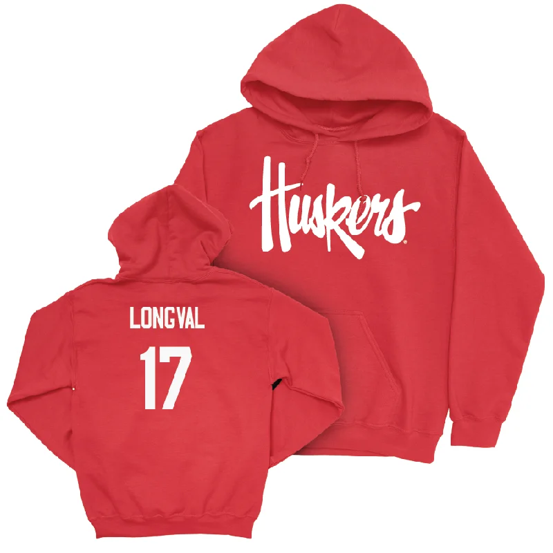 Hoodie For Factory Workers-Red Football Huskers Hoodie  - Luke Longval