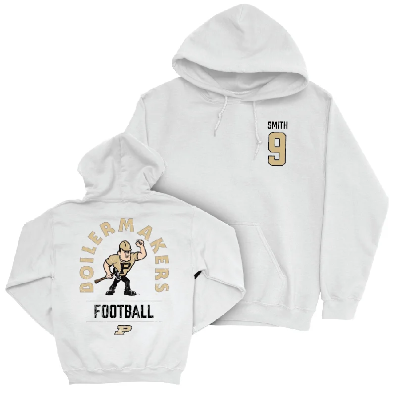 Hoodie With High Neck-Football White Mascot Hoodie   - CJ Smith