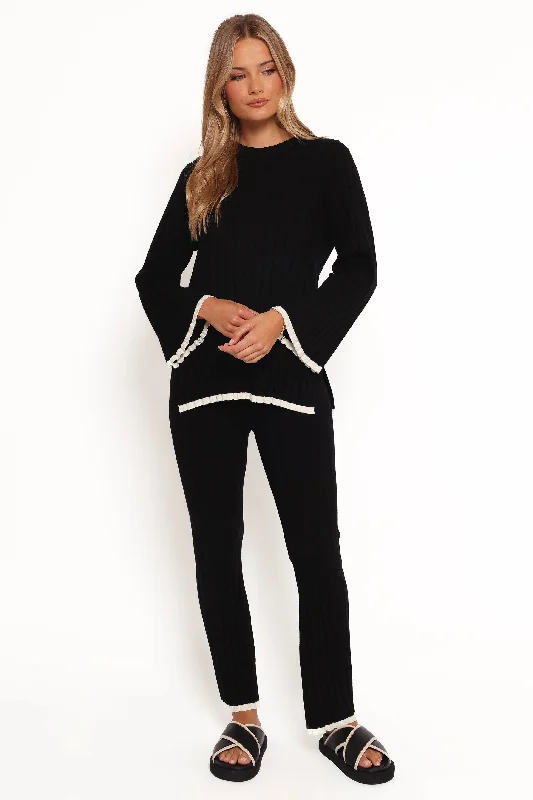 Pants For Curvy Women-Dora Knit Pant - Black