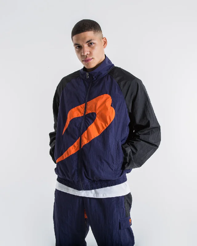 Jackets With Wool Blend-Walker Track Jacket - Black/Navy/Orange