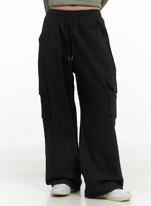 Pants For Sleepwear-Banded Cargo Cotton Pants CS404