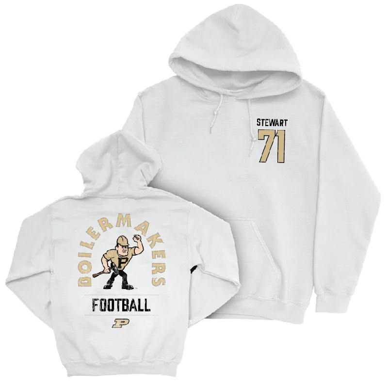 Hoodie With Retro Style-Football White Mascot Hoodie  - Corey Stewart