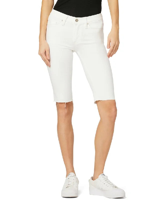 Shorts With Breathable Material-HUDSON Jeans Amelia Mid-Rise Knee Short White Jean