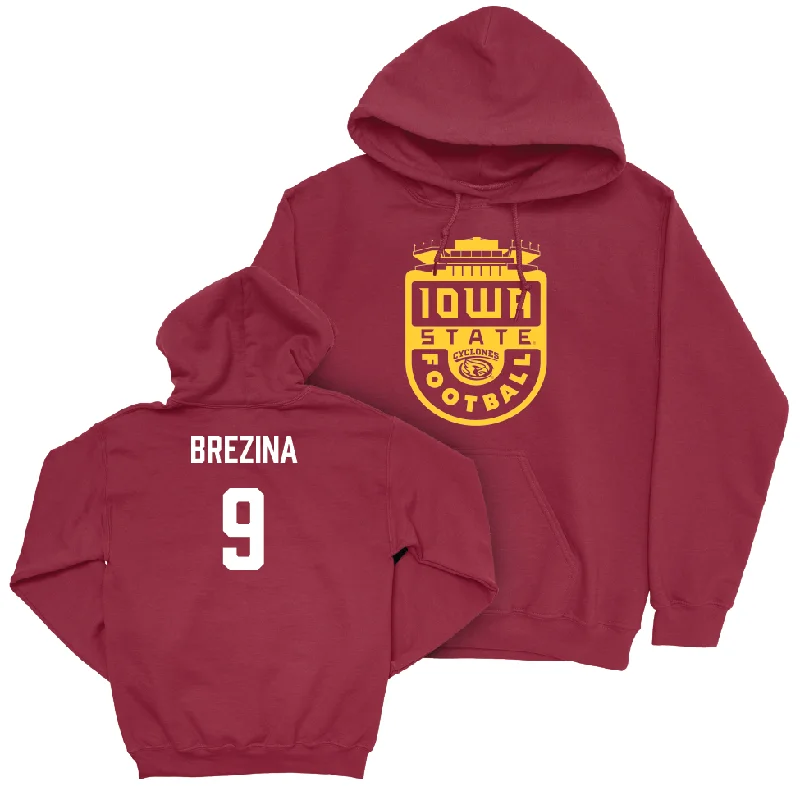 Hoodie With Floral Prints-Crimson Football Stadium Hoodie  - Cael Brezina