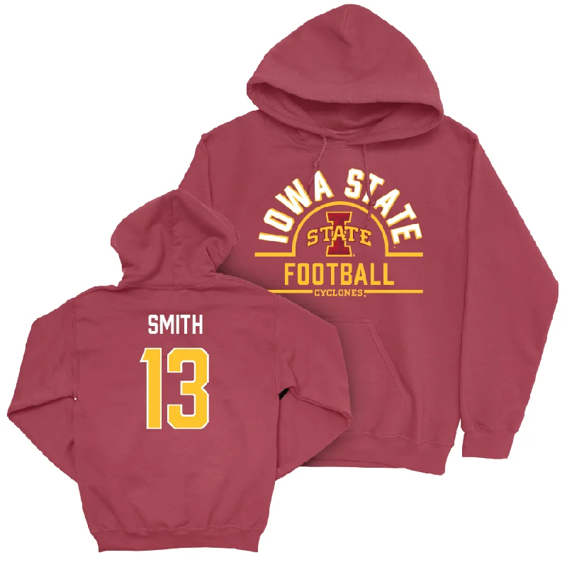 Hoodie For Teens-Iowa State Football Crimson Arch Hoodie - Cameron Smith