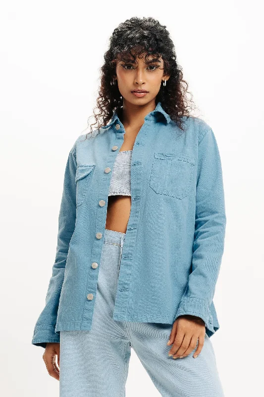 Jackets With Quick-Dry Fabric-Cyan Shacket