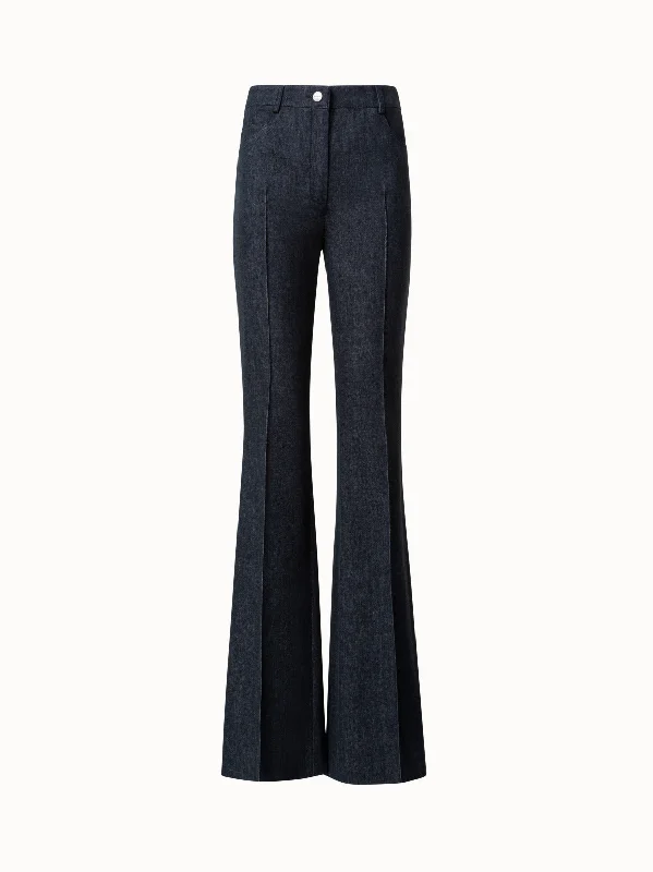 Pants With Wide Leg-Cotton Denim Stretch Bootcut Pant