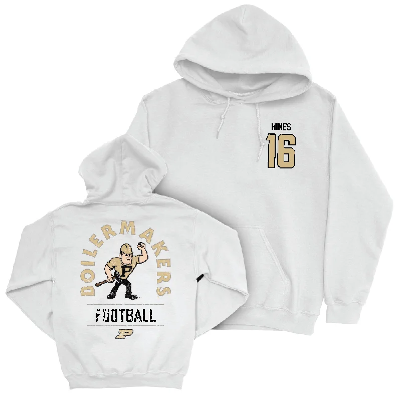 Hoodie With Thumb Holes-Football White Mascot Hoodie   - Hudauri Hines