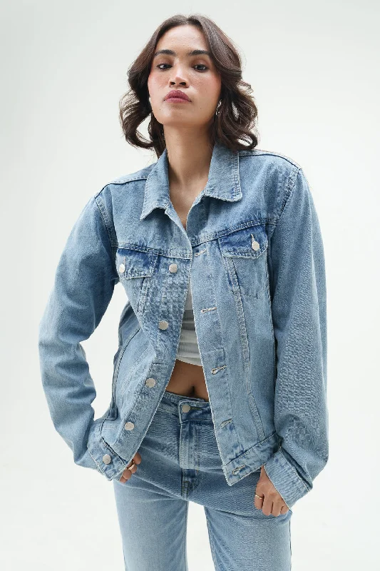 Jackets With Classic Fit-Galactic Blue Classic Denim Jacket