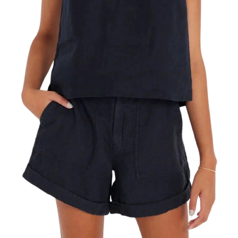 Shorts With Vintage Look-Palmer Linen Short In Black