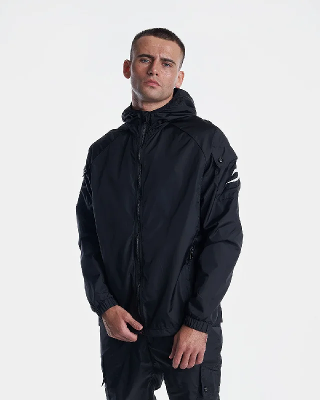 Jackets With Satin Finish-Dundee Windbreaker Jacket - Black